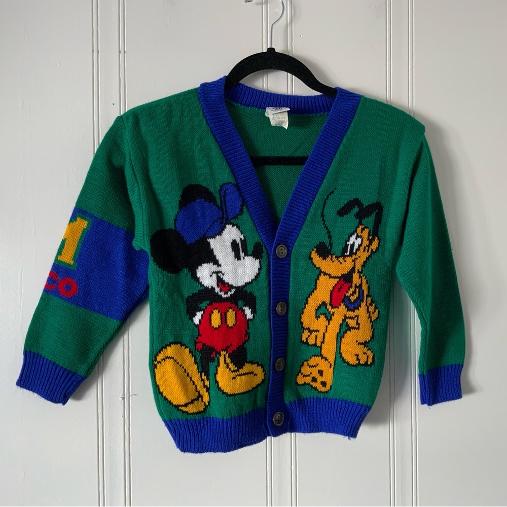 Disney Vibrant Green Sweater with Blue Trim